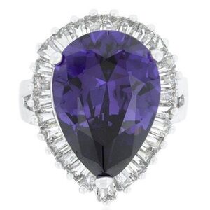 Elegant Teardrop Amethyst Ring size 4.5